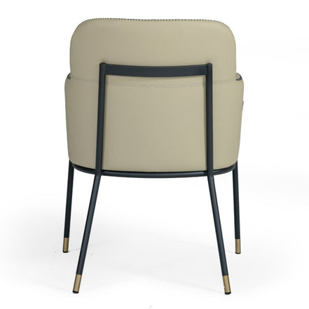 Brady - Modern Black Metal + Greige Vegan Leather Dining Chair - image 2