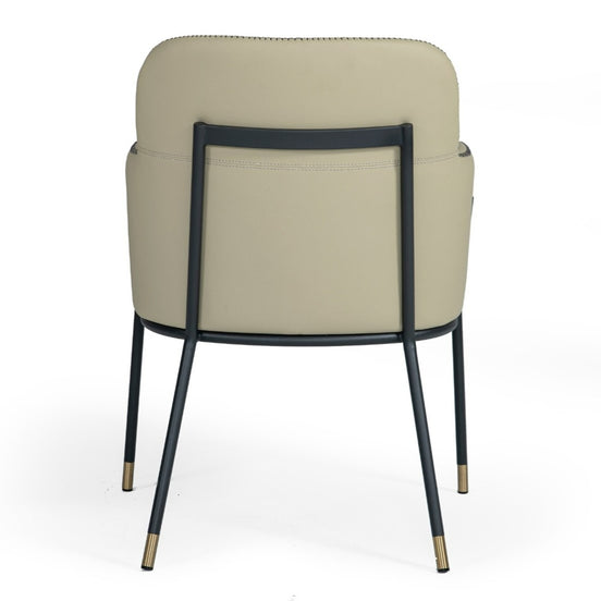 Brady - Modern Black Metal + Greige Vegan Leather Dining Chair - image 2