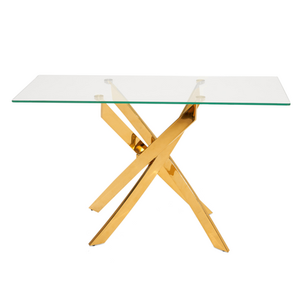 Pyrite Modern Glass and Gold Console Table - image 4