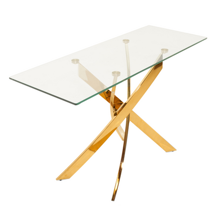 Pyrite Modern Glass and Gold Console Table - image 5