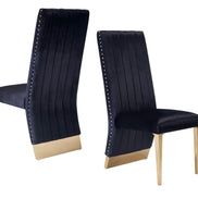 Keisha - Modern Black Velvet and Gold Dining Chair Set of 2 - image 4