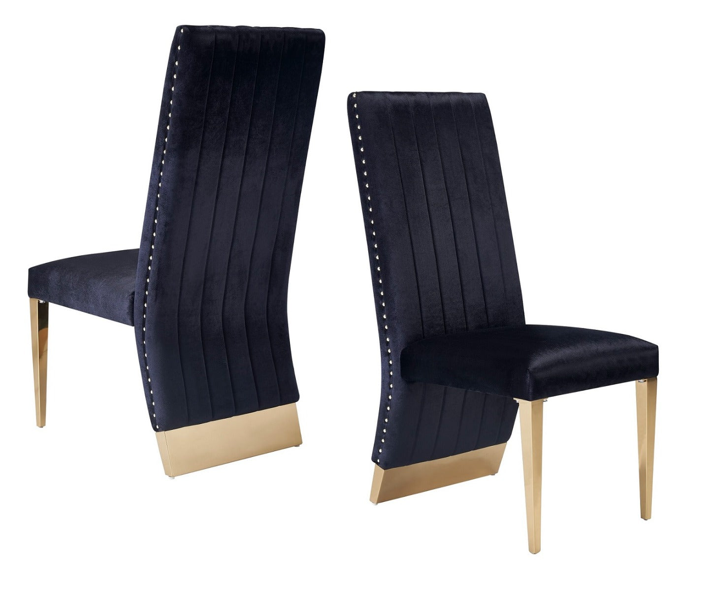Keisha - Modern Black Velvet and Gold Dining Chair Set of 2 - image 4