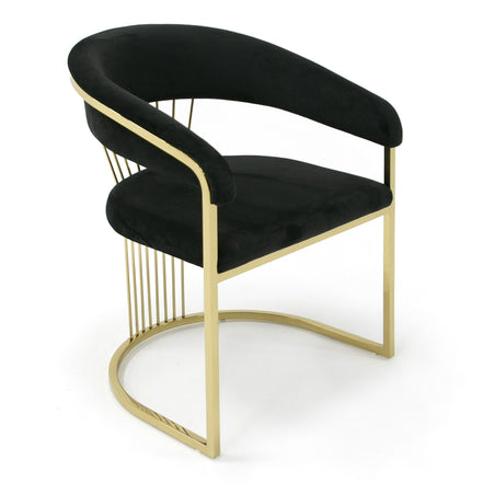 Linda - Modern Black Velvet and Gold Dining Chair - image 2