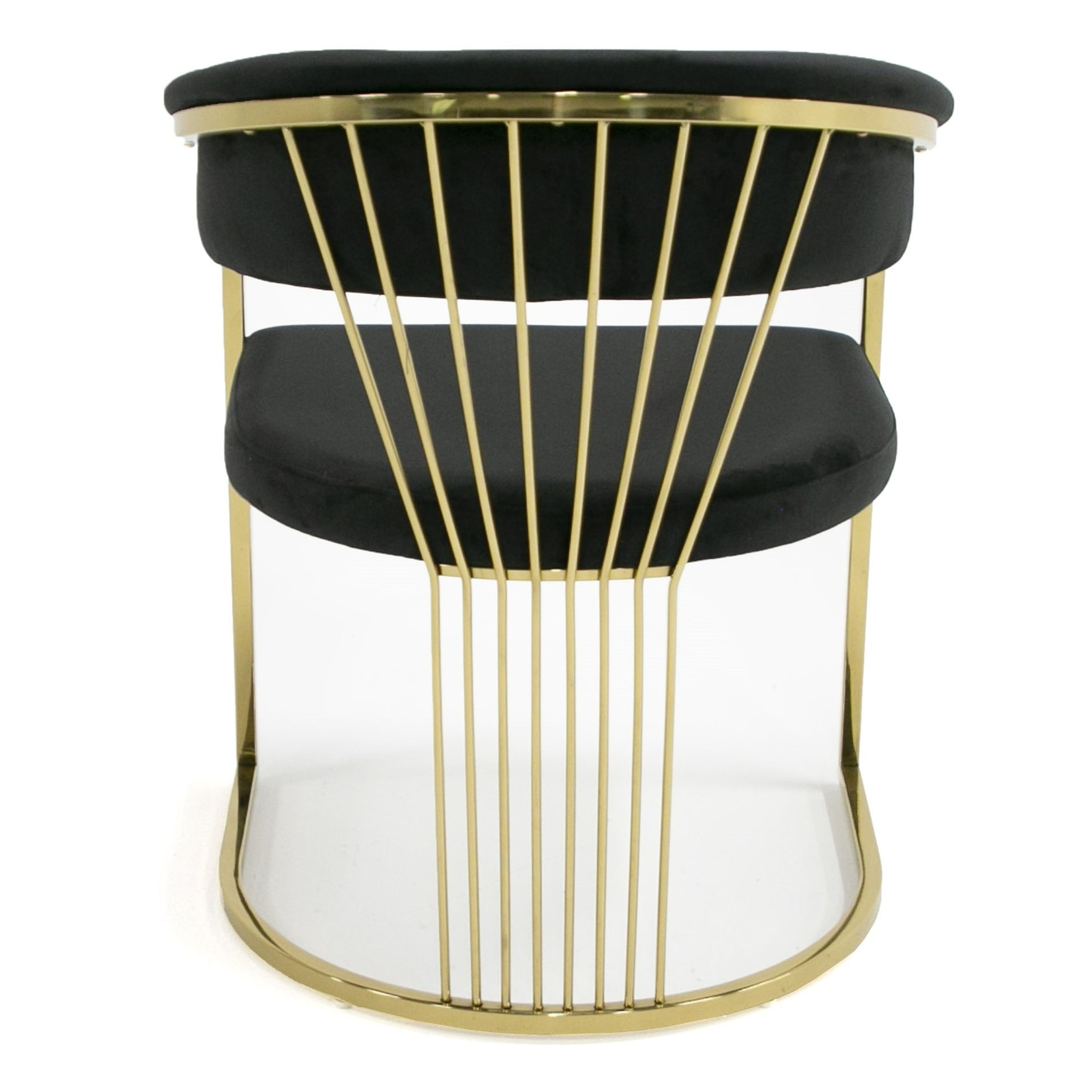 Linda - Modern Black Velvet and Gold Dining Chair - image 3