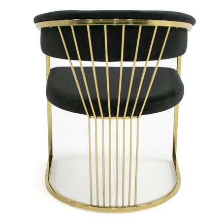 Linda - Modern Black Velvet and Gold Dining Chair - image 3