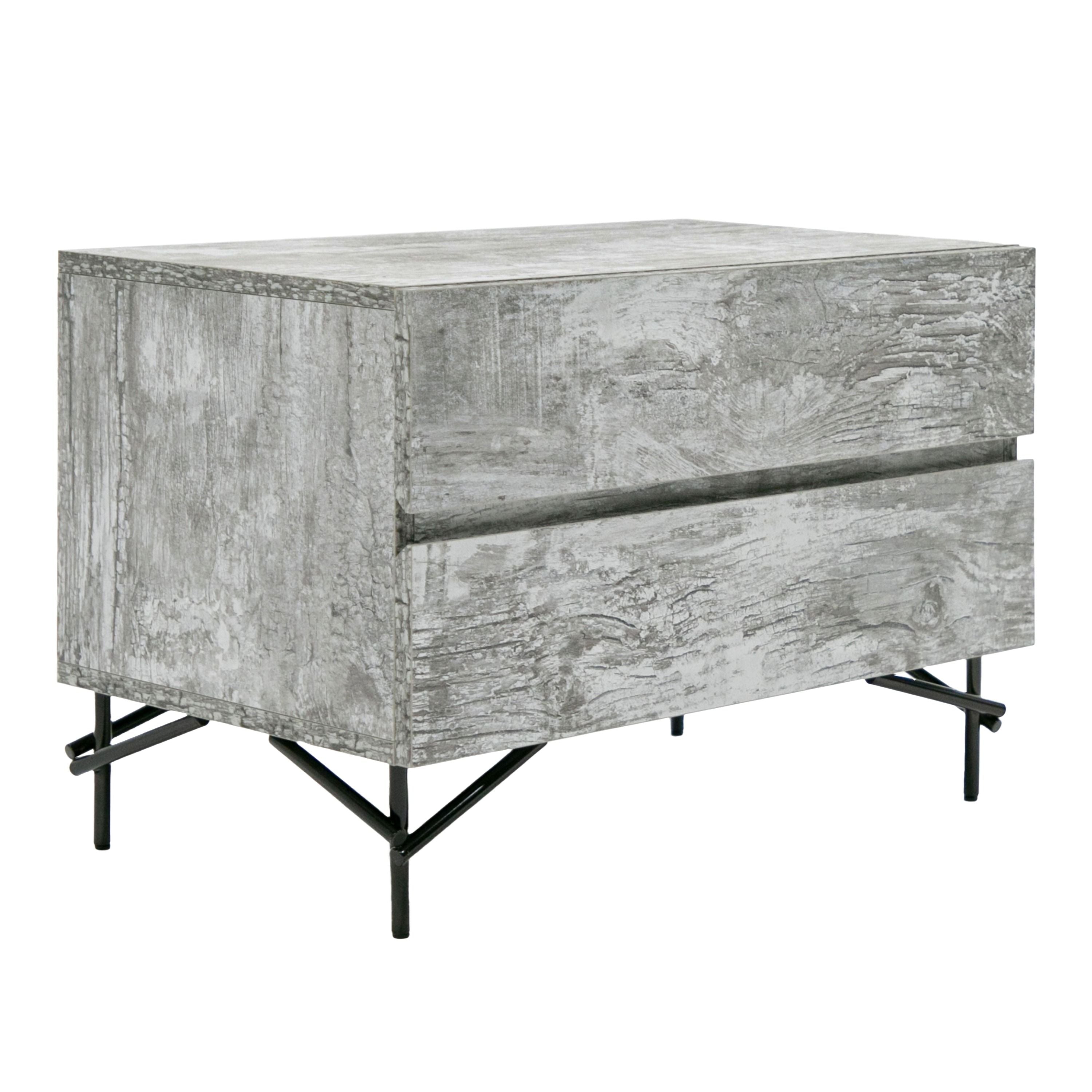 Eastern Lamont + Aria - Modern Beige Fabric + Grey Texture 4-Piece Bedroom Set Queen