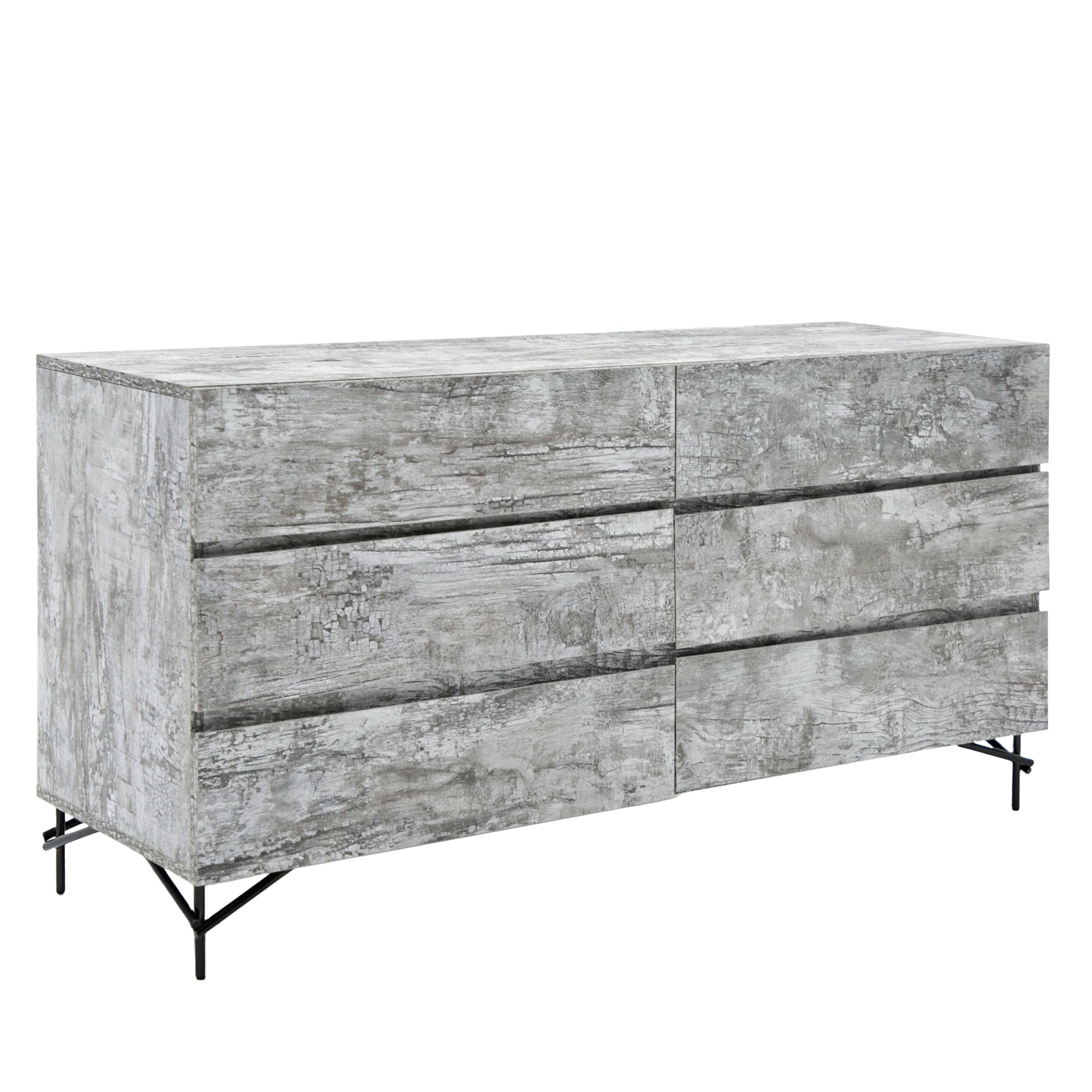 Eastern Lamont + Aria - Modern Beige Fabric + Grey Texture 4-Piece Bedroom Set Queen