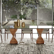 Cleveland - Contemporary Glass and Walnut Dining Table