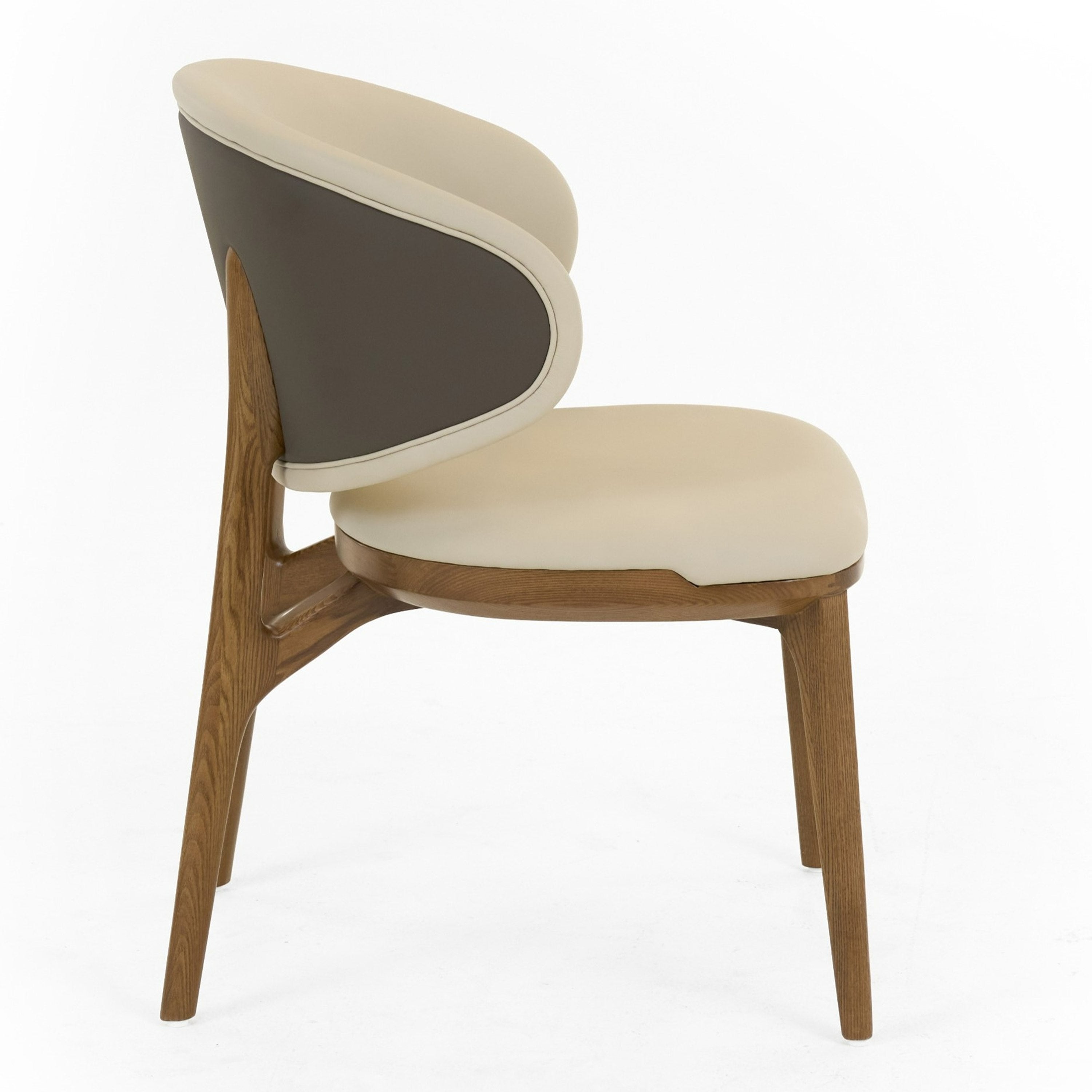 Chance - Contemporary Cream and Brown Leatherette Walnut Dining Chair - image 2