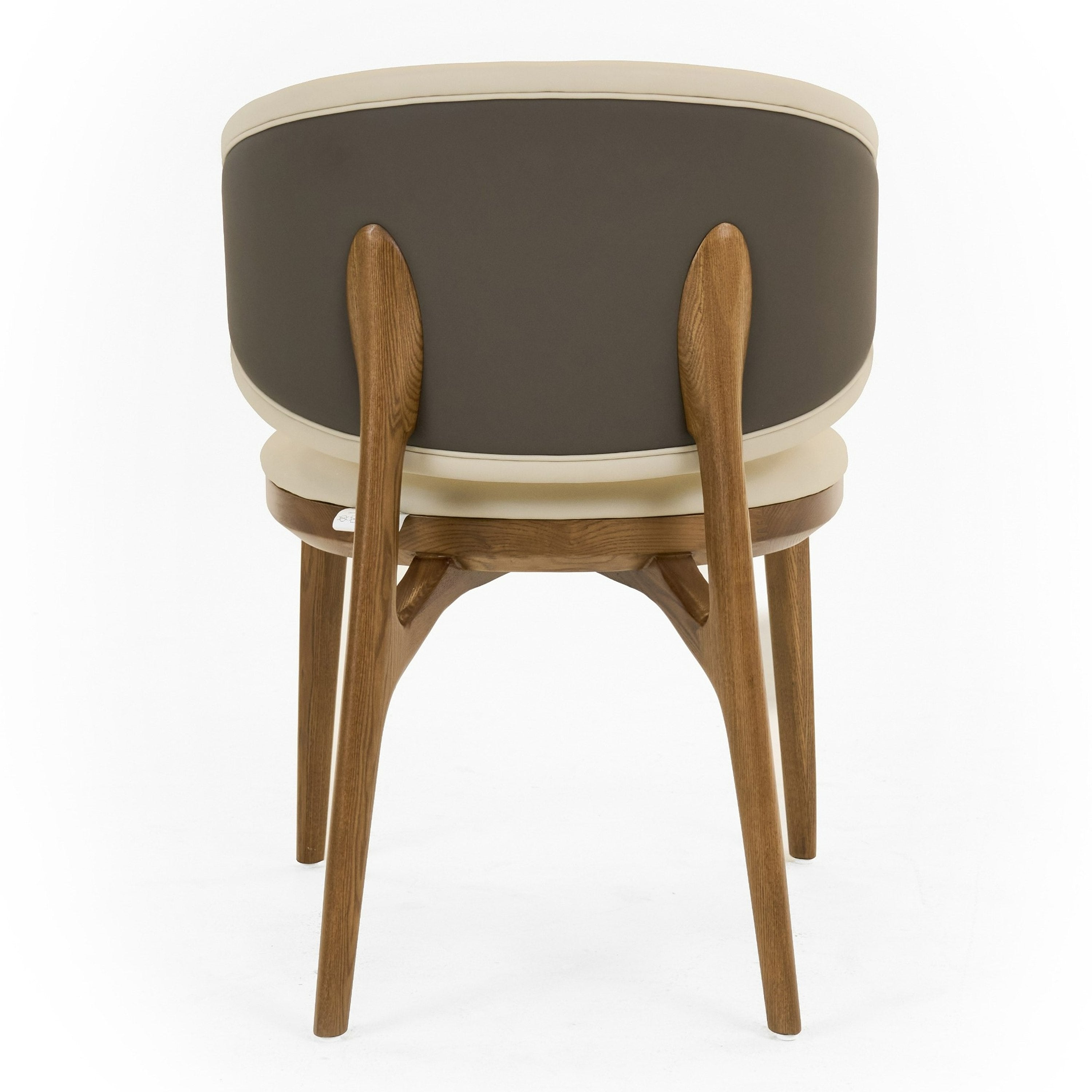 Chance - Contemporary Cream and Brown Leatherette Walnut Dining Chair - image 3