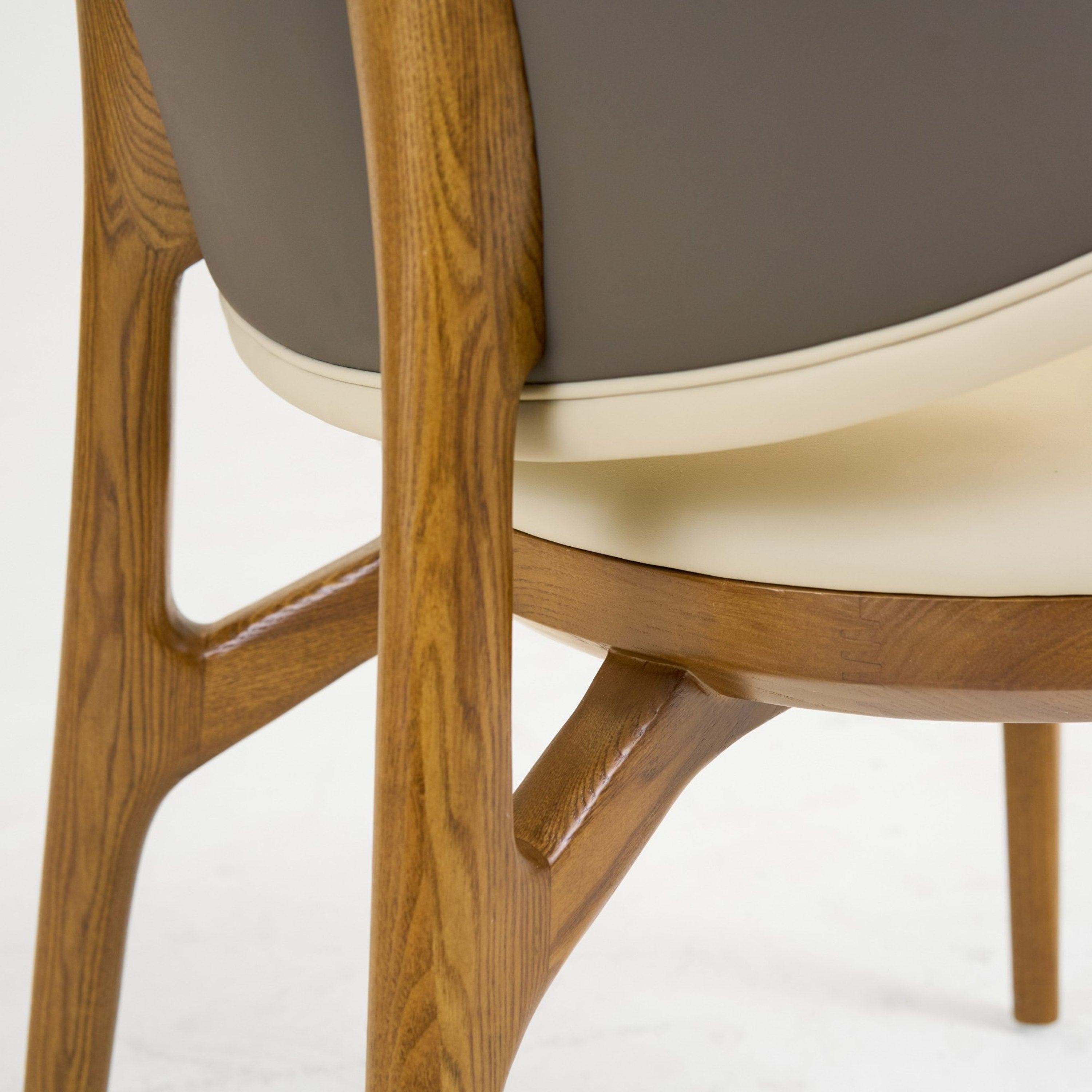Chance - Contemporary Cream and Brown Leatherette Walnut Dining Chair - image 4