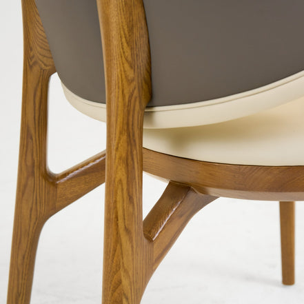 Chance - Contemporary Cream and Brown Leatherette Walnut Dining Chair - image 4