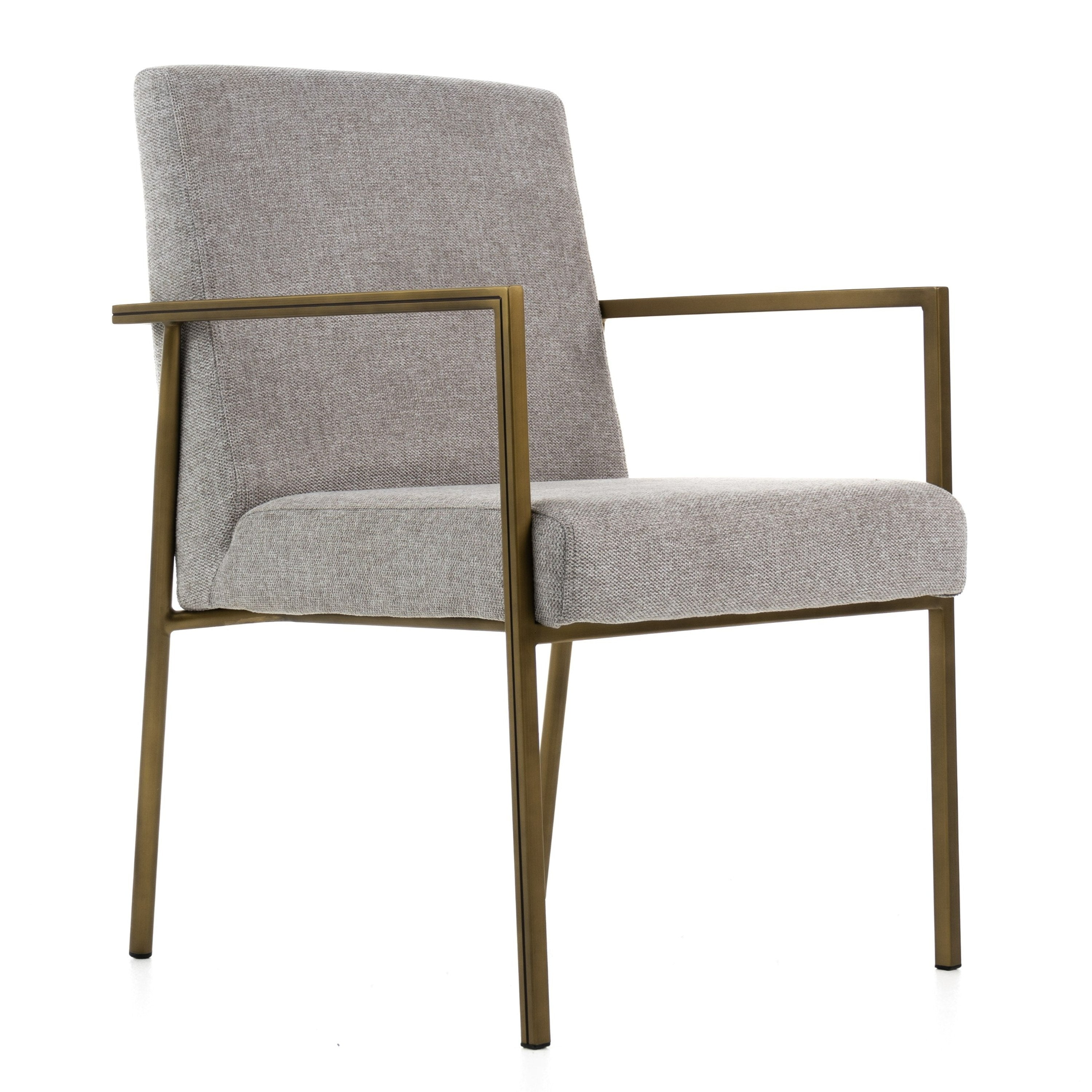 Burnham - Modern Light Grey & Brass Arm Dining Chair - image 5