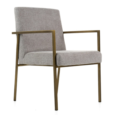 Burnham - Modern Light Grey & Brass Arm Dining Chair - image 5