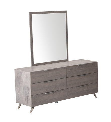 Bronx Italian Modern Faux Concrete & Grey Dresser & Mirror Set - image 2