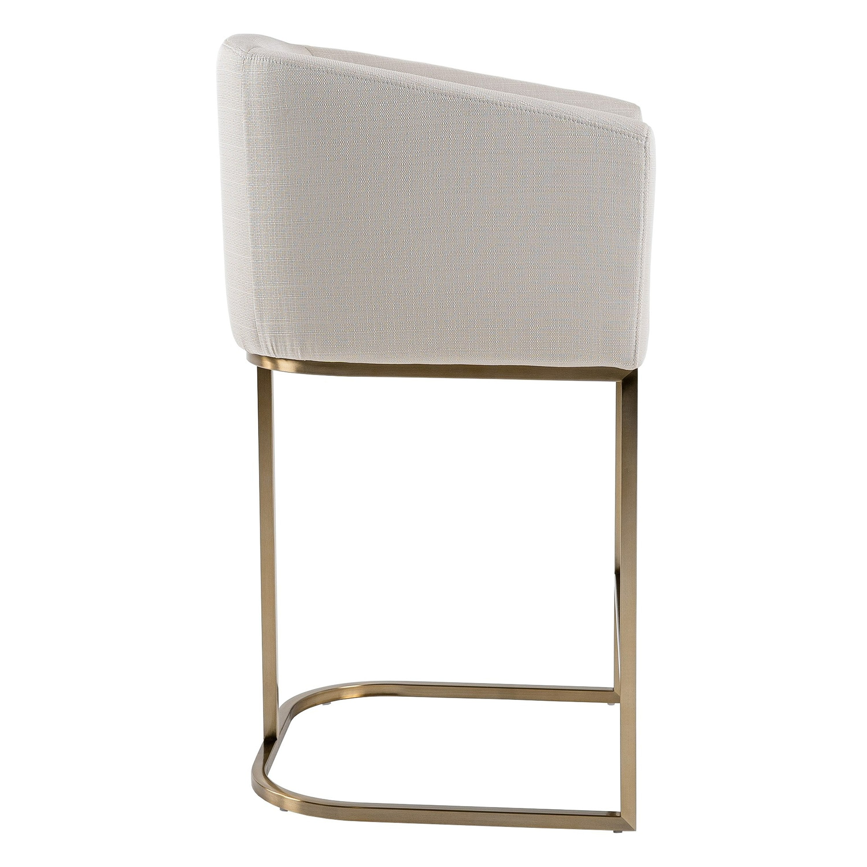 Yukon - Modern Off White Fabric & Brushed Brass Counter Chair - image 2
