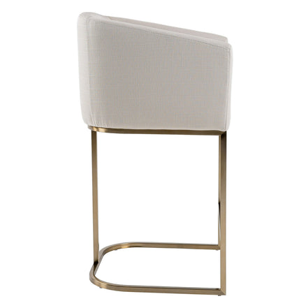Yukon - Modern Off White Fabric & Brushed Brass Counter Chair - image 2