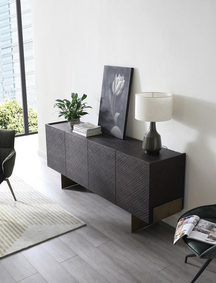 Gerald- Modern Brown Ash and Antique Cooper Buffet