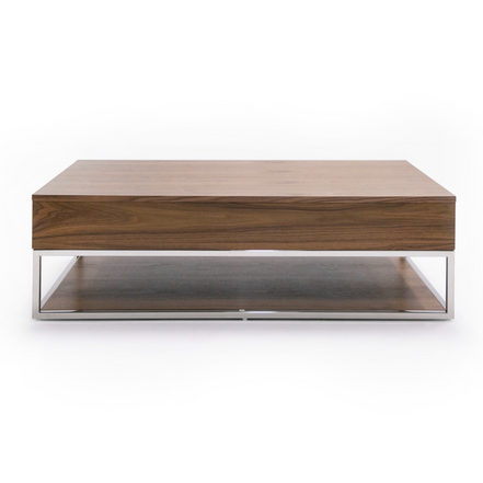 Heloise - Modern Walnut and Stainless Steel Coffee Table - image 2