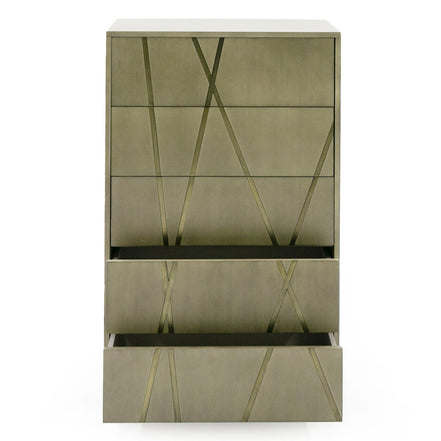 Nixa - Modern Wide Birch + Brushed Bronze Chest - image 4