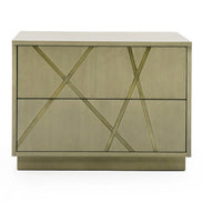 Nixa - Modern Wide Birch + Brushed Bronze Nightstand - image 5