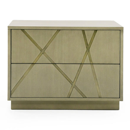 Nixa - Modern Wide Birch + Brushed Bronze Nightstand - image 5