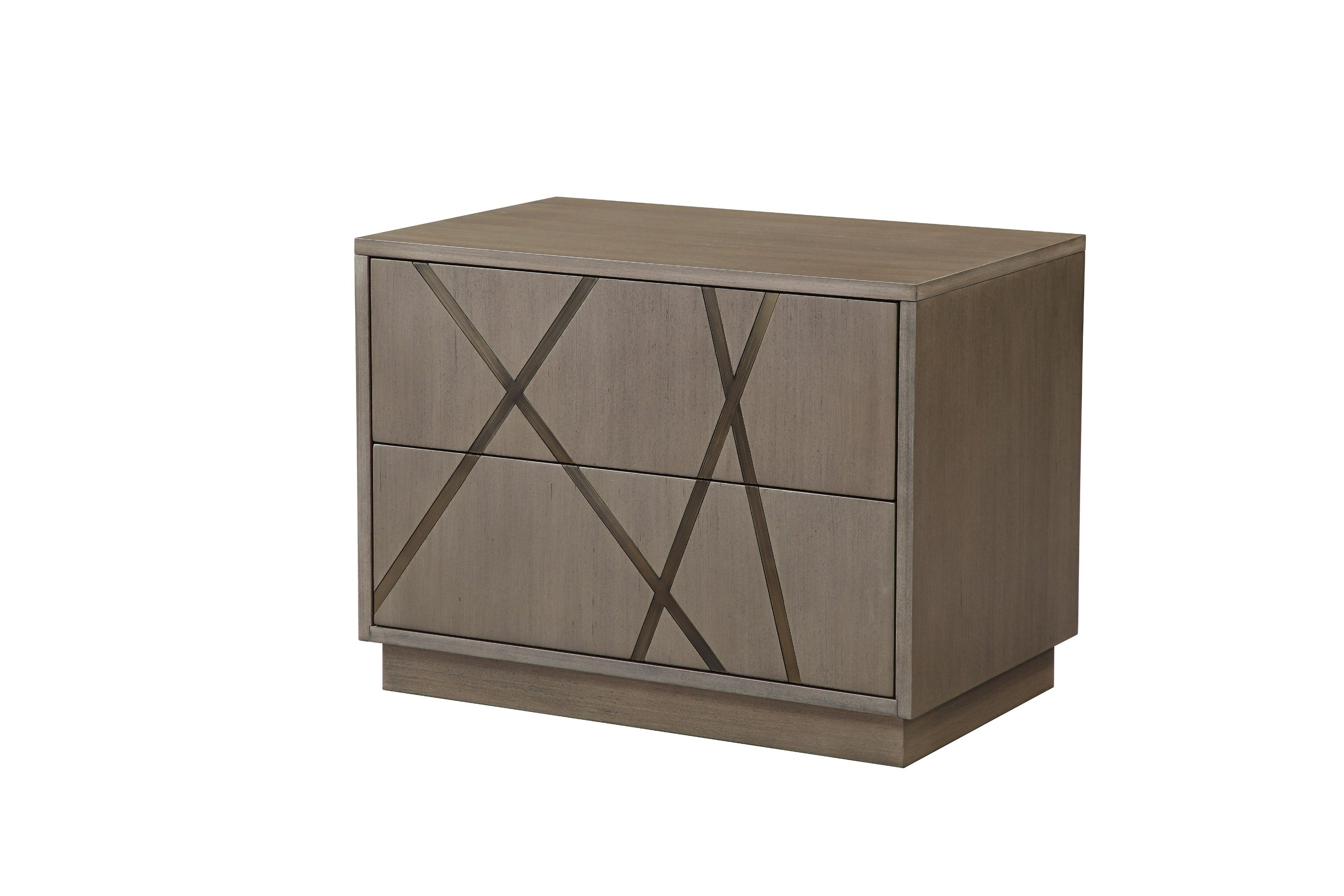Nixa - Modern Beige Velvet + Brushed Bronze + Birch Bed + Nightstands-queen - image 5