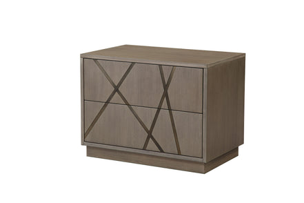 Nixa - Modern Beige Velvet + Brushed Bronze + Birch Bed + Nightstands-queen - image 5