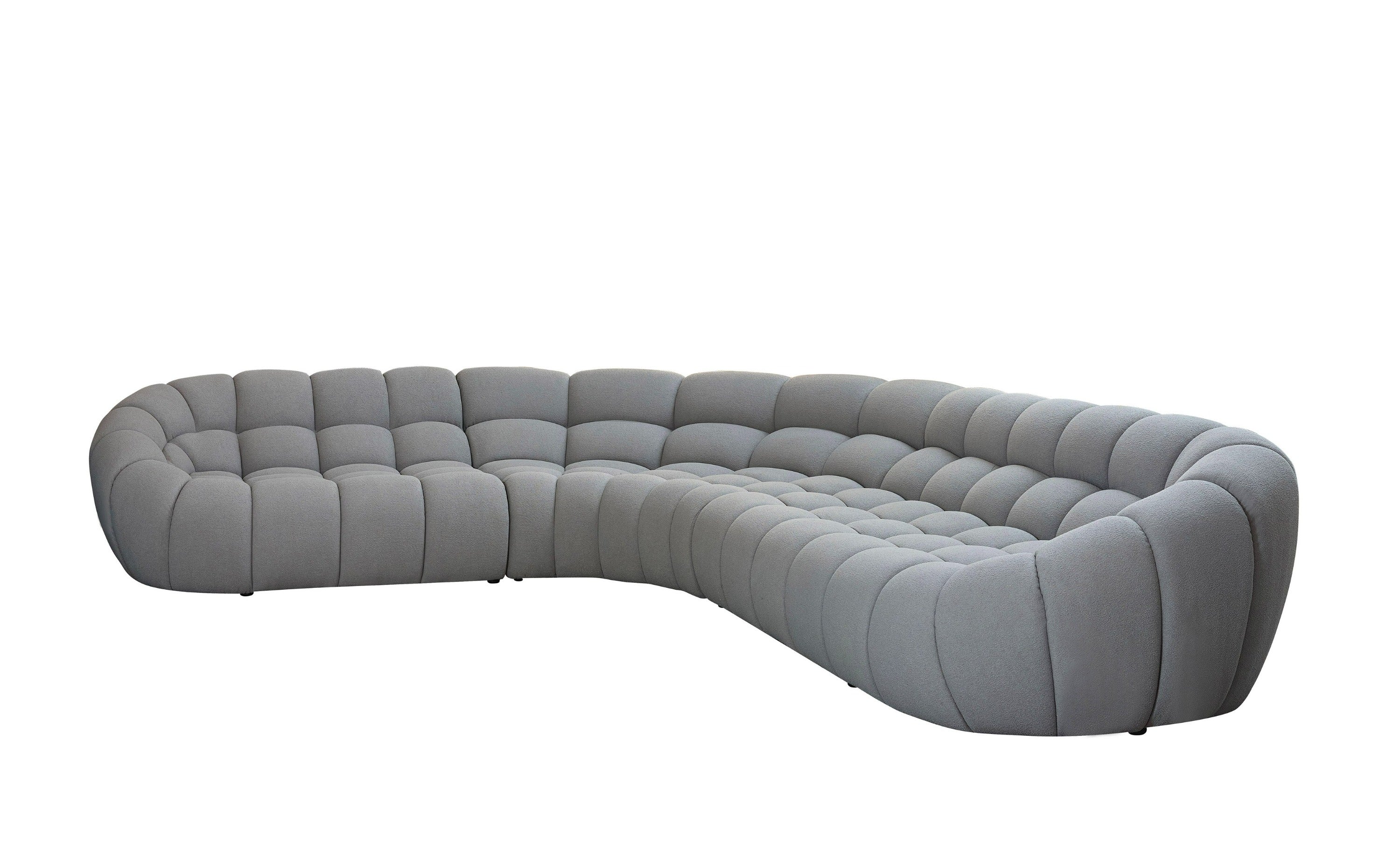 Yolonda - Modern Light Grey Curved Sectional Sofa - image 3