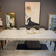 Cairo - Italian Modern Faux Marble & Pecan Elm Extendable Dining Table - image 2