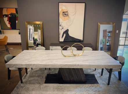 Cairo - Italian Modern Faux Marble & Pecan Elm Extendable Dining Table - image 2