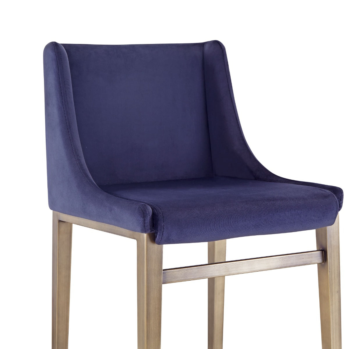 Mimi - Contemporary Blue Velvet + Brass Counter Stool (Set of 2) - image 3