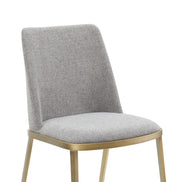 Brent- Contemporary Light Grey Fabric + Brass Dining Chair Set of 2 - image 3