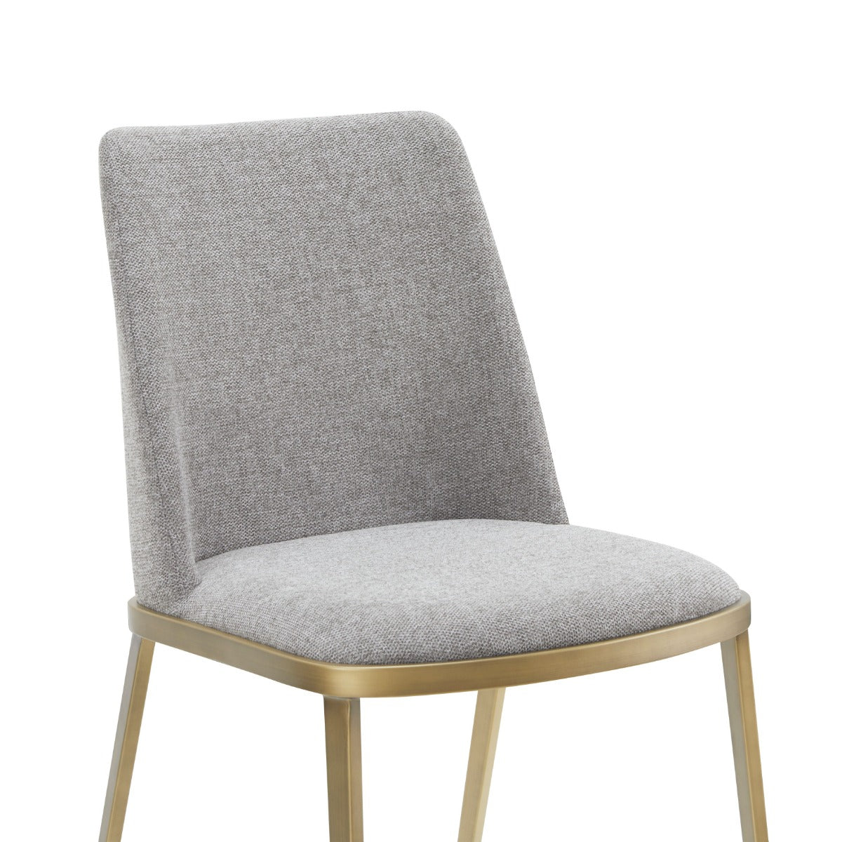 Brent- Contemporary Light Grey Fabric + Brass Dining Chair Set of 2 - image 3