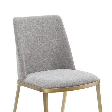 Brent- Contemporary Light Grey Fabric + Brass Dining Chair Set of 2 - image 3