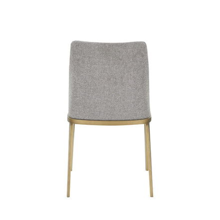 Brent- Contemporary Light Grey Fabric + Brass Dining Chair Set of 2 - image 2