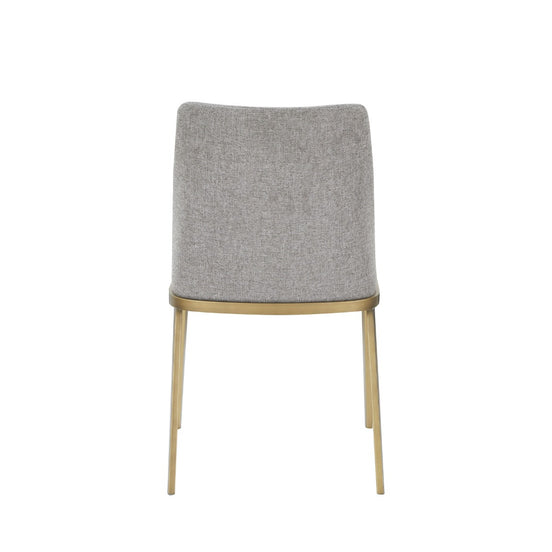 Brent- Contemporary Light Grey Fabric + Brass Dining Chair Set of 2 - image 2