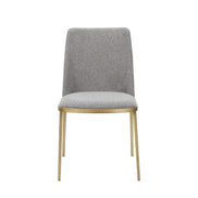 Brent- Contemporary Light Grey Fabric + Brass Dining Chair Set of 2