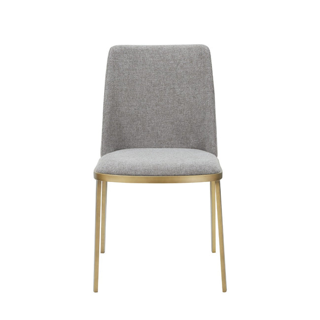 Brent- Contemporary Light Grey Fabric + Brass Dining Chair Set of 2