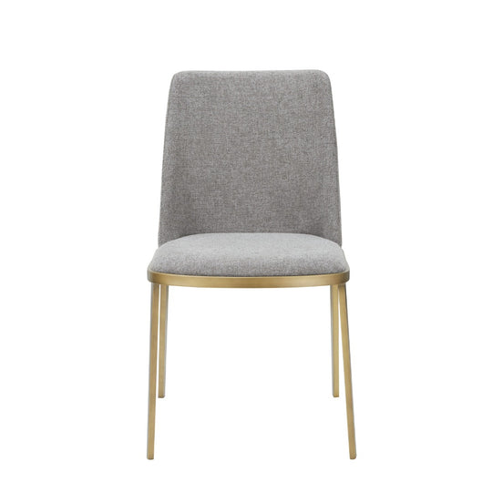 Brent- Contemporary Light Grey Fabric + Brass Dining Chair Set of 2