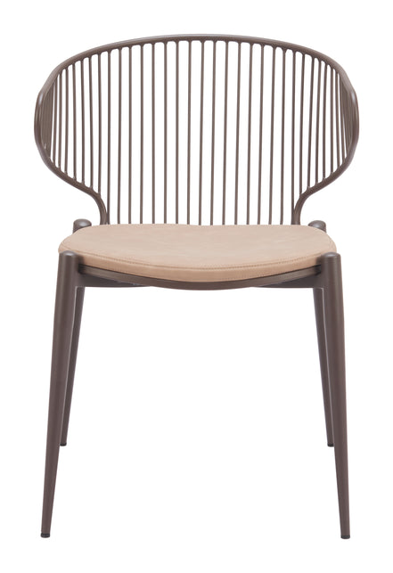Silues Dining Chair (Set of 2) Taupe & Brown