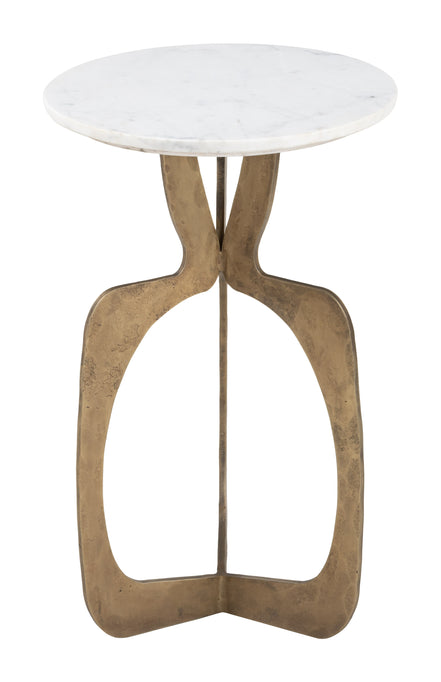 Ophelia Side Table White & Brass