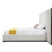 Nixa - Modern Beige Velvet + Brushed Bronze + Birch Bed + Nightstands-queen - image 2