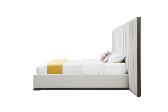 Nixa - Modern Beige Velvet + Brushed Bronze + Birch Bed + Nightstands-queen - image 2
