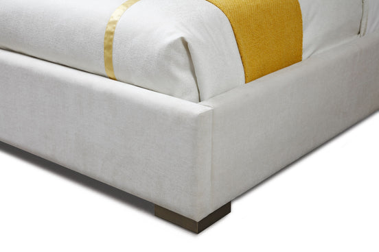 Nixa - Modern Beige Velvet + Brushed Bronze Bed-queen - image 3