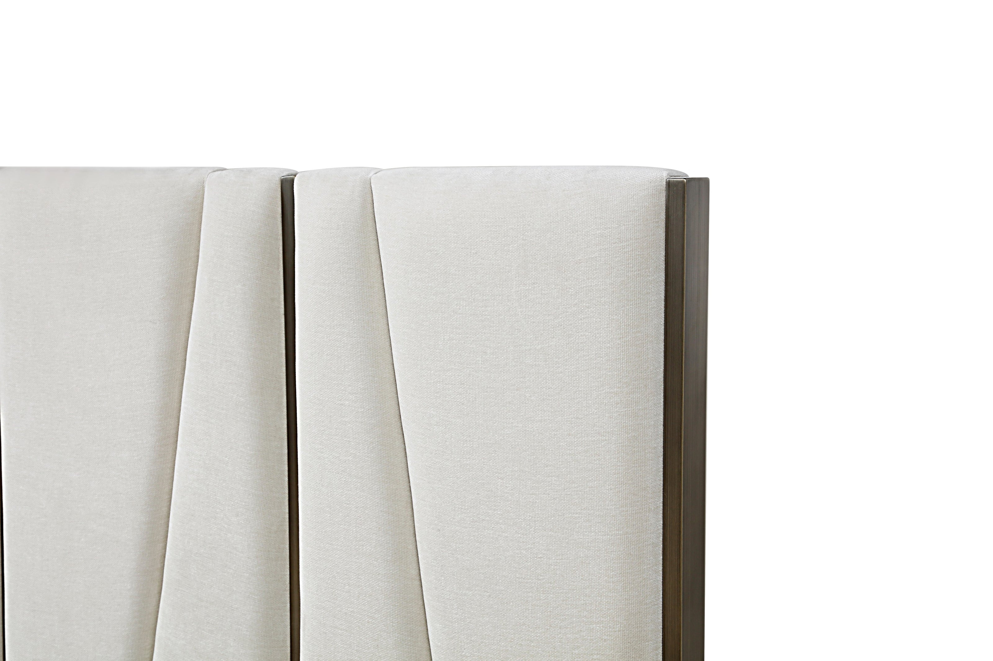 Nixa - Modern Beige Velvet + Brushed Bronze Bed-queen - image 4