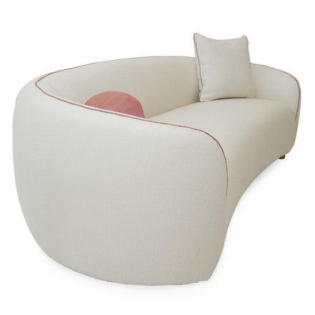 Winfree Modern Off White + Coral Fabric 3-Seater Sofa - image 3