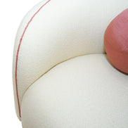 Winfree Modern Off White + Coral Fabric 3-Seater Sofa - image 5