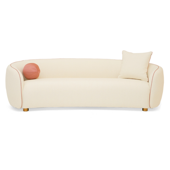 Winfree Modern Off White + Coral Fabric 3-Seater Sofa - image 2