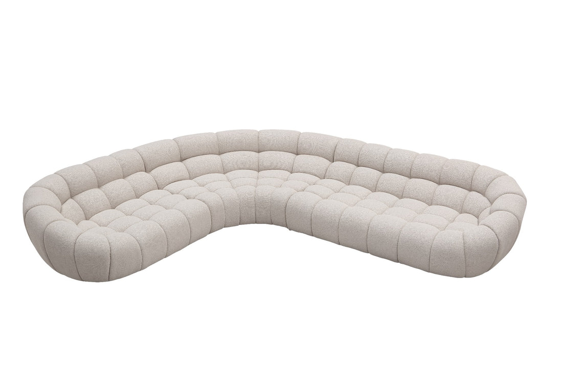 Yolonda - Modern Beige Curved Sectional Sofa